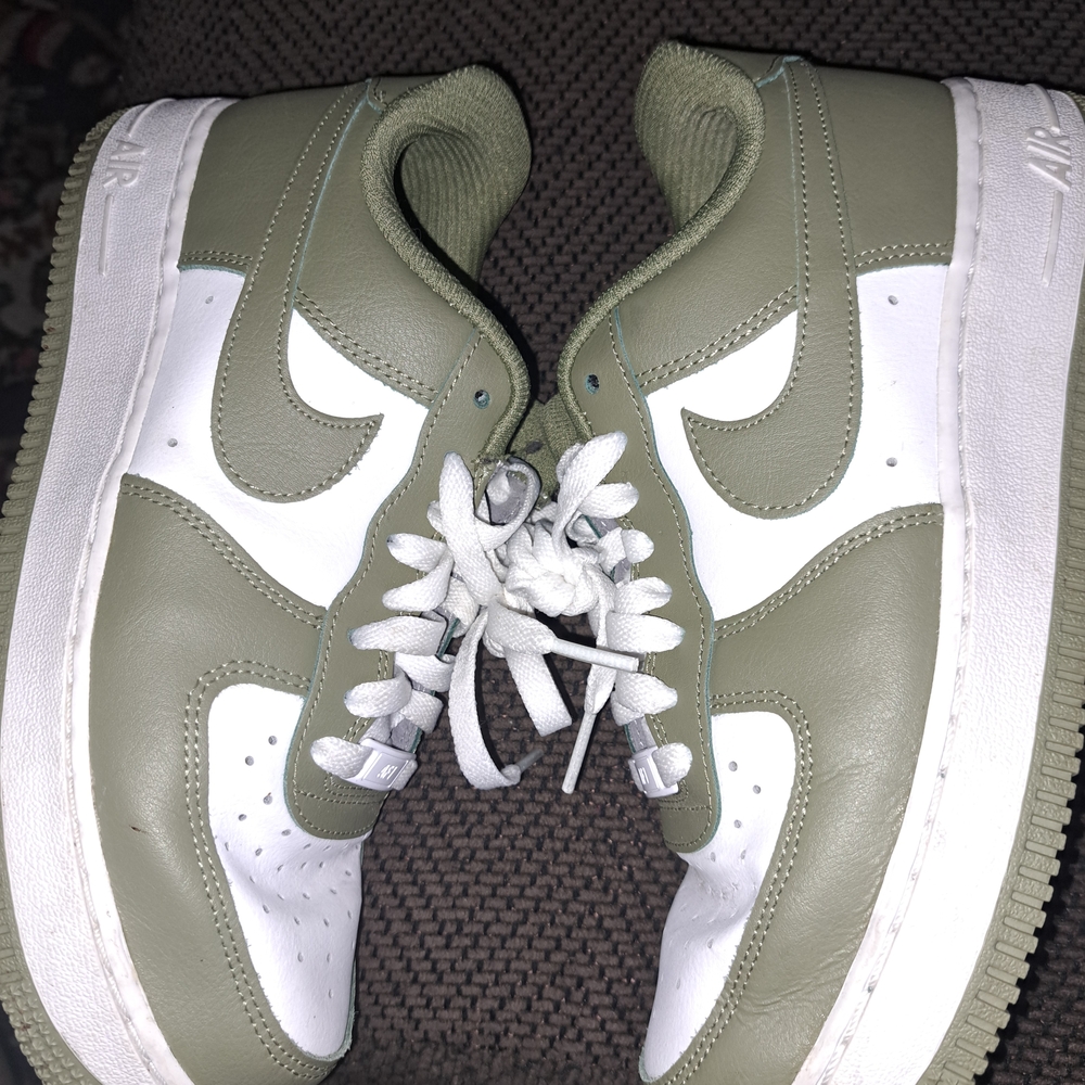 Nike Air Force 1 Sage Green and White Sneakers
